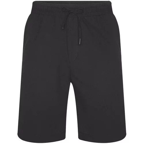 XHAN Black Linen Shorts with Elastic Waist and Pocket