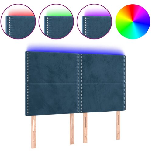 VidaXL LED posteljno vzglavje temno modro 144x5x118/128 cm žamet, (20932257) Slike