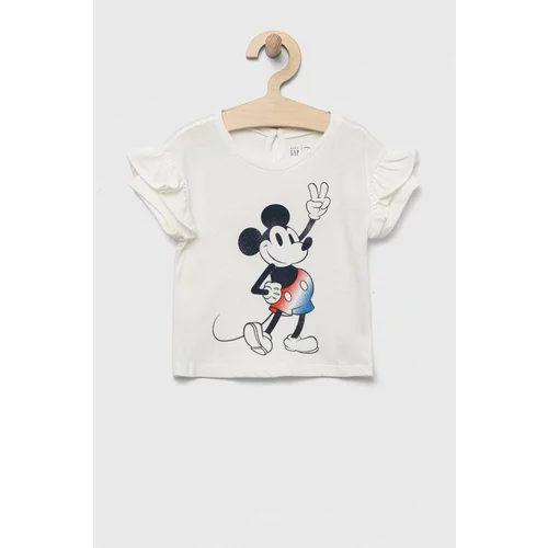 GAP Otroška bombažna kratka majica x Disney bež barva