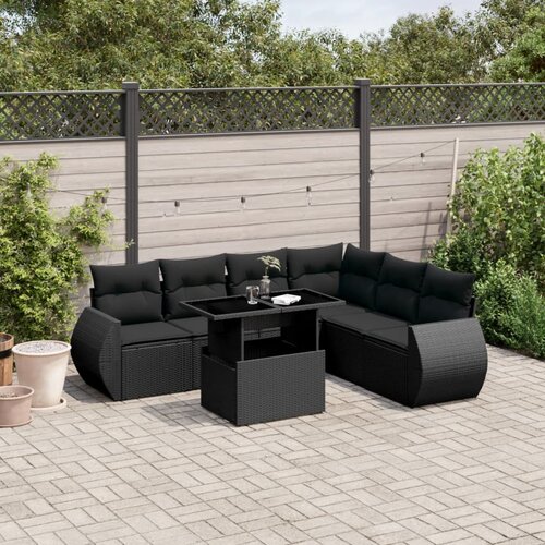 vidaXL 7-dijelni set vrtnih sofa od poliratana s jastucima crni Cijene