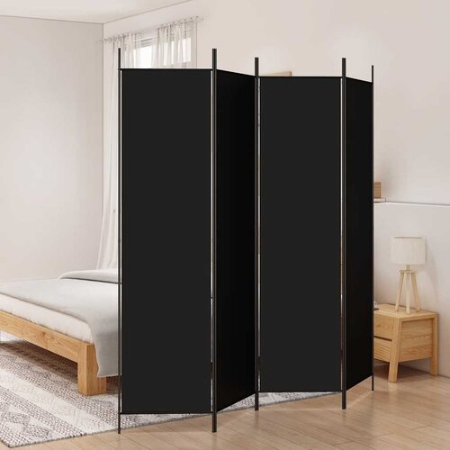 Sobna pregrada s 4 panela crna 200 x 200 cm od tkanine Cene