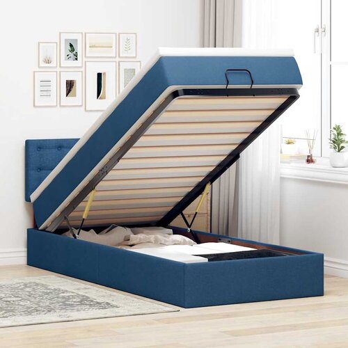  Otomanski krevet s madracem i LED plavi 100x200 cm tkanine Cene