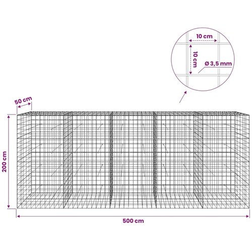  Gabion s žicom debljine 3 5 mm i mrežom 10x10 cm 500x50x200 cm - 50 cm 200 cm 500 cm Slike