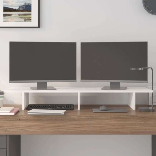  Za monitor bijeli 100x27x15 cm od masivne borovine Slike