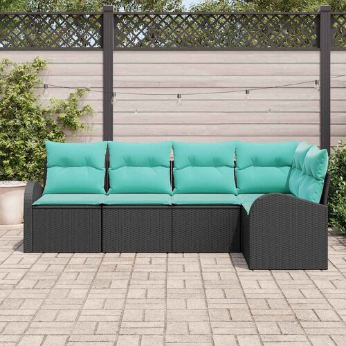  Sjedeća garnitura za vrt 5 kom. Crna i Tirkizna poliratan 234 x 124 x 85 cm Slike