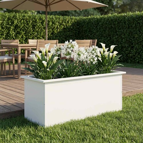  Vrtna posuda za sadnju s LED svjetlom Bijela 40 x 100 x 40 cm Slike