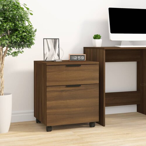 VidaXL Pisarni&amp;scaron;ka omarica na kolesih rjavi hrast 45x38x54 cm inž. les Slike
