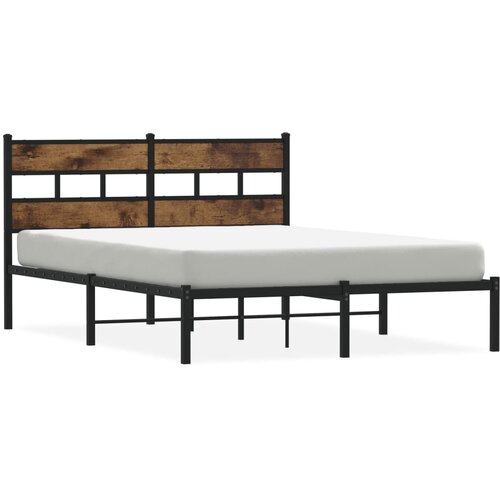 Maison Chic Kovinski Posteljni okvir - Dvoposteljna postelja - Zakonska postelja brez vzmetnice dimljen hrast 150x200cm, (21693121) Cene