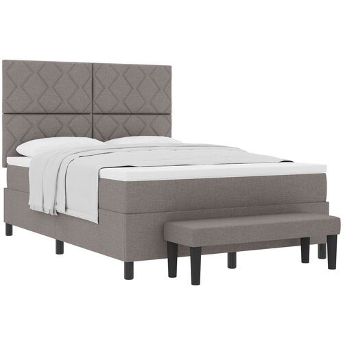 VidaXL krevet s kutijom s madracem i klupom taupe 140x200 cm tkanina Slike