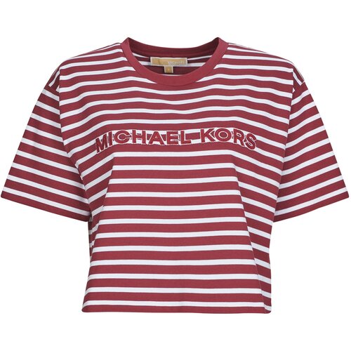 Michael Kors YD STRIPED CROP LOGO TEE Bordo Slike