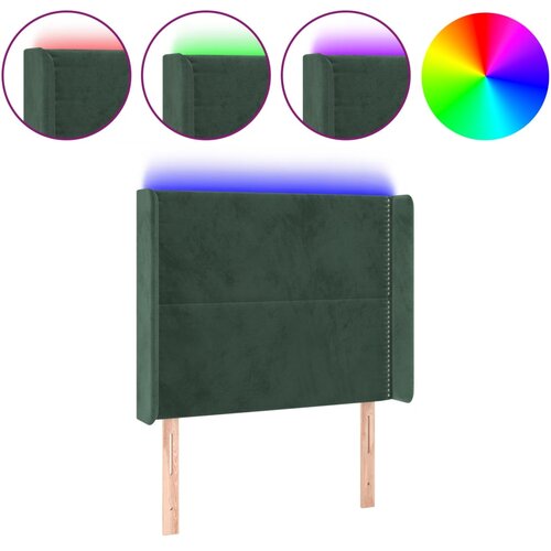 Maison Chic LED Posteljno vzglavje - Vzglavna omarica - Nočna omarica temno zeleno 83x16x118/128 cm žamet, (21708453) Cene