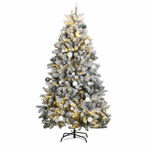 vidaXL Umjetno božićno drvce 300 LED sa šarkama i kuglicama 210 cm Cijene