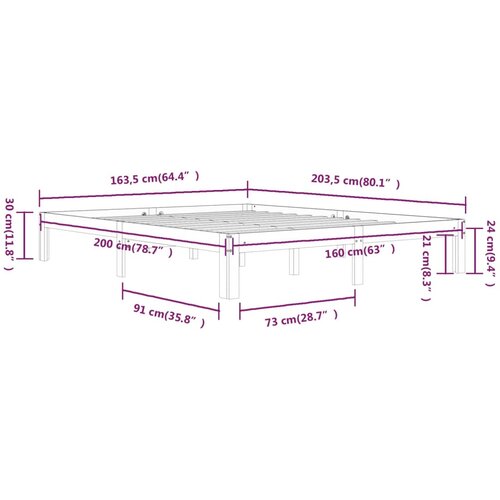  Okvir za krevet od masivne borovine bijeli 160 x 200 cm Slike