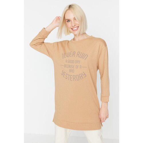 Trendyol Sweatshirt - Brown - Oversize Slike