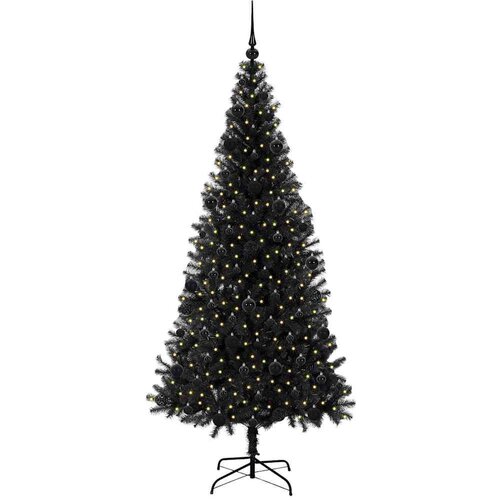 VidaXL Božićno drvce s 300 LED svjetlima s stalakom Crna 210 cm PVC Slike