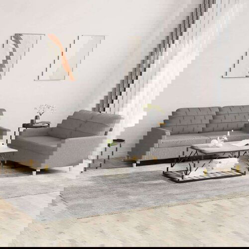  2-dijelni set sofa s jastucima smeđesivi od tkanine Slike