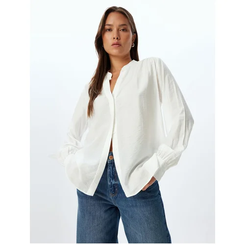 Koton Collarless Shirt Long Sleeve Button Down