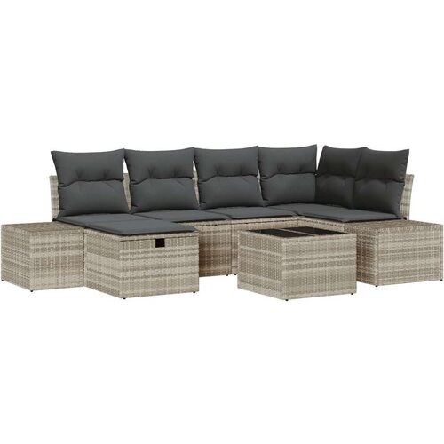  Set od 7 vrtnih sofa s jastucima svijetlosivi poli ratan Cijene