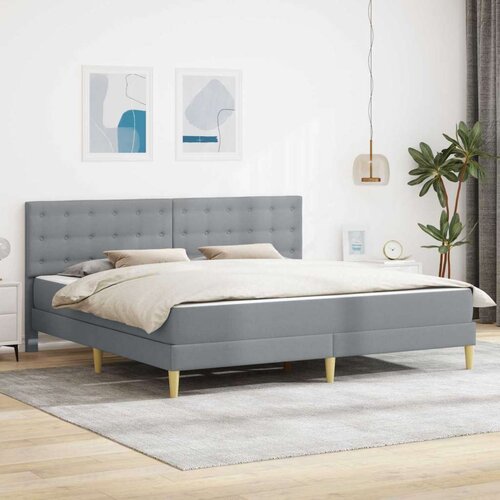  Okvir kreveta s madracem Svijetlo siva 180 x 200 cm tkanina - Svjetlosiva 180 x 200 cm Slike