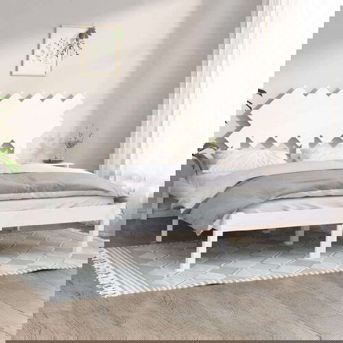 Posteljni okvir bel 140x190 cm trden les, (20647439) Cene