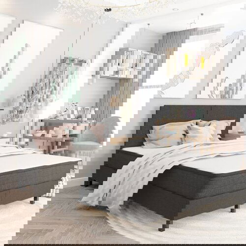 VidaXL posteljni okvir boxspring sivo blago 160x200 cm Slike