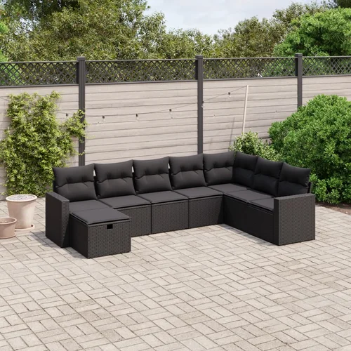 vidaXL 8-dijelni set vrtnih sofa od poliratana s jastucima crni