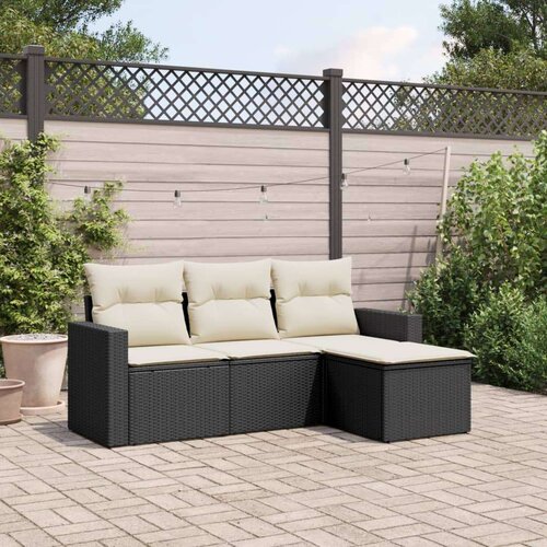  4-dijelni set vrtnih sofa od poliratana s jastucima crni Cene