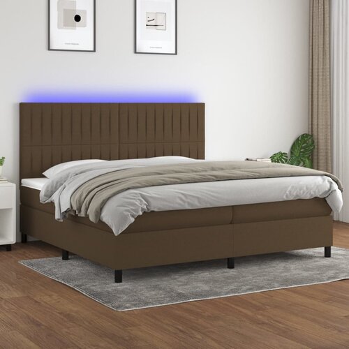 The Living Store Box spring postelja z vzmetnico LED temno rjava 200x200cm blago - Box Spring Postelja, (21515562) Cene