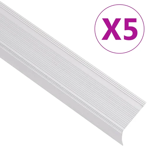 vidaXL Rubnjaci za stepenice L-oblika 5 kom aluminijski 90 cm srebrni