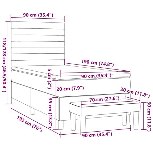 Box spring krevet s madracem tamnozeleni 90x200 cm bar&amp;scaron;unasti Slike