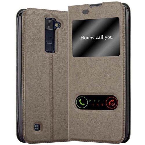Cadorabo Ohi&scaron;je, združljivo z LG K8 2016 v kamnito rjava - Za&scaron;čitni ovitek z magnetnim zapiranjem, stoječo funkcijo in 2 okencema za gledanje, (20562667) Cene