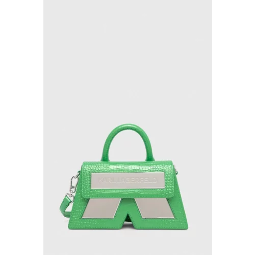 Karl Lagerfeld Usnjena torbica zelena barva