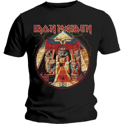 Iron Maiden majica Powerslave Lightning Circle S Črna Slike