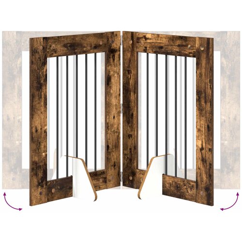  Vrata za pse s postoljem 6 pcs Dimljeni hrast 60 x 80 cm Slike