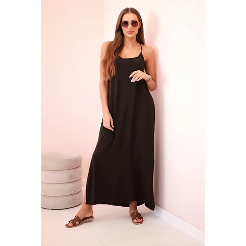 Kesi Włoski Long dress with straps brown Slike