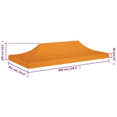 Krov za &amp;scaron;ator za zabave 6 x 3 m narančasti 270 g/m&amp;sup2; Slike