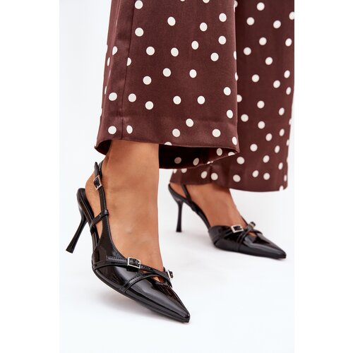 Boto Patent Court Shoes With Open Heel And Straps Black Ravira Slike