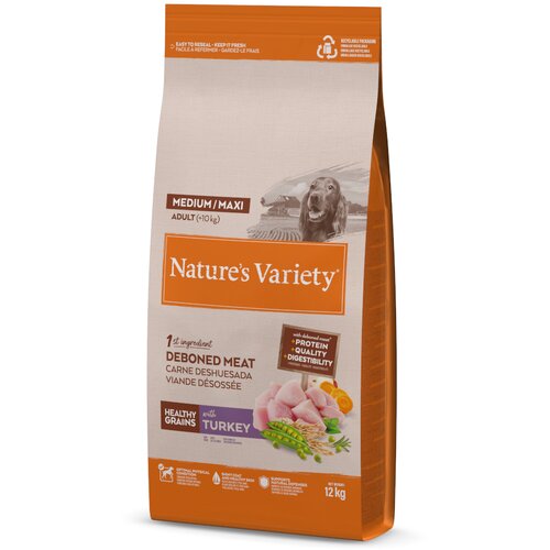  6 + 1 kg / 9 + 1 kg / 10 + 2 kg gratis! Nature&amp;#039;s Variety Mini - Healthy Grains Medium/Maxi Adult puretina 12 kg Slike