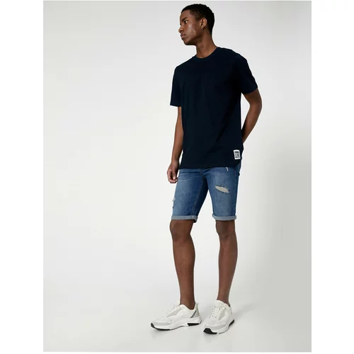 Koton Ripped Denim Shorts Tiered Legs Detailed With Buttons.