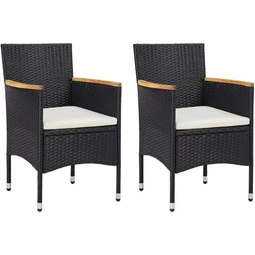 vidaXL Vrtni jedilni stoli 2 kosa poli ratan črne barve, (20660446)