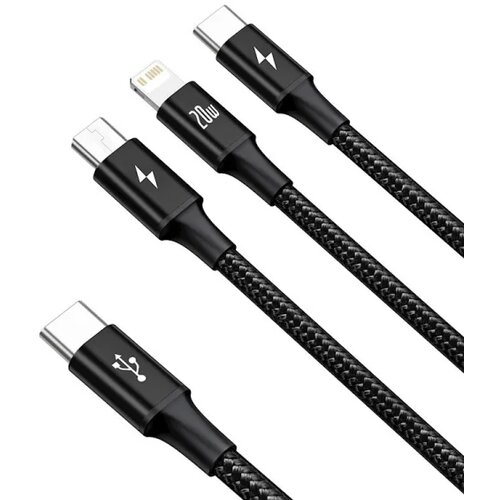 Baseus cable 3in1 Rapid PD USB-C - micro USB + Lightning+USB-C 1,5m black 20W Cijene