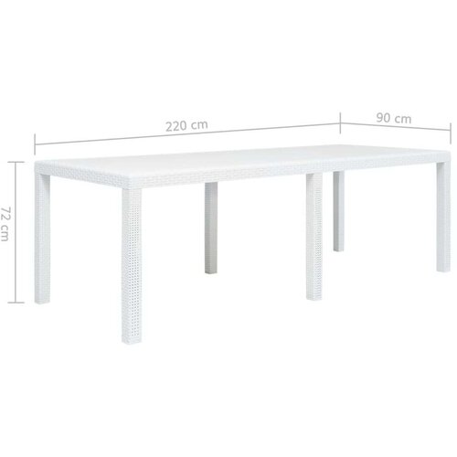  Vrtni stol bijeli 220 x 90 x 72 cm plastika s izgledom ratana Slike