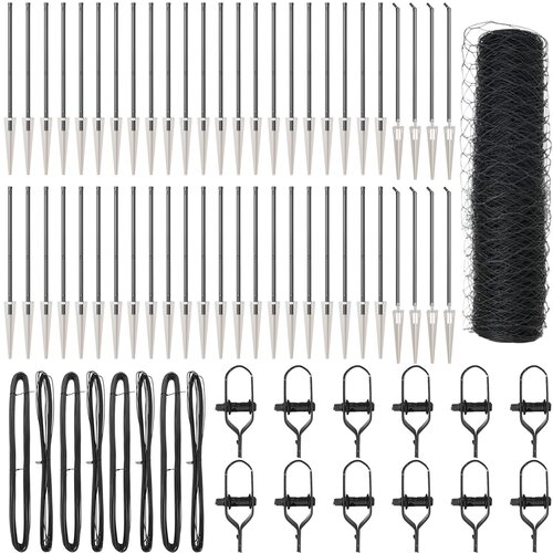 vidaXL Ograja Hexagon Siva 0.5x100 m Jeklo, Ograjni stebri s konicami 13 kos Ø32 mm 80 cm Galvanizirano jeklo Cene