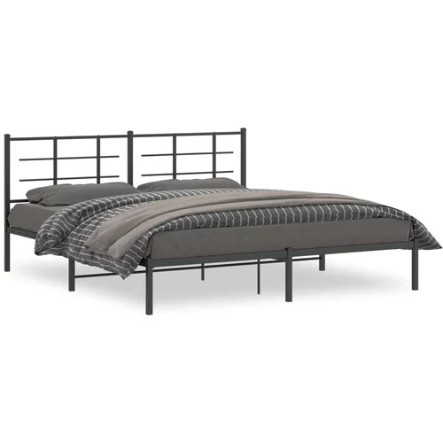 Metalni okvir za krevet s uzglavljem crni 180x200 cm