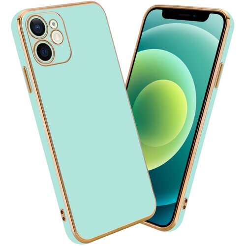 Cadorabo Ohi&amp;scaron;je, združljiv z Apple v sijajni metini zeleni barvi - Zlato - za&amp;scaron;čitno prevleko iz fleksibilnega silikona TPU in z za&amp;scaron;čito pred kamero, (20617684) Slike