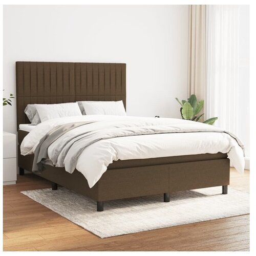 vidaXL Krevet s oprugama i madracem tamnosmeđi 140 x 190 cm od tkanine Cene