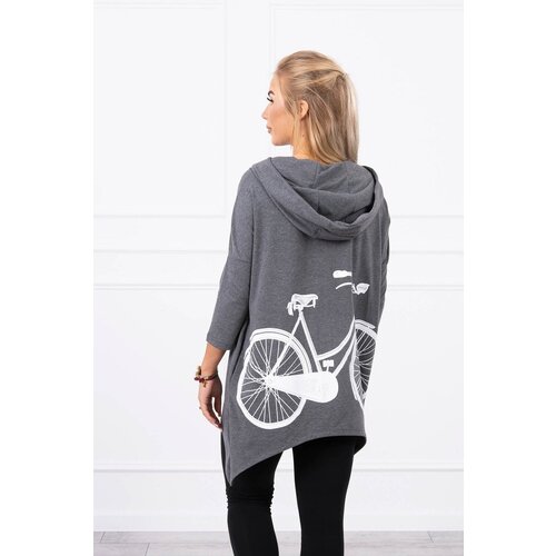 Kesi Sweatshirt with graphite melange cycling print Slike