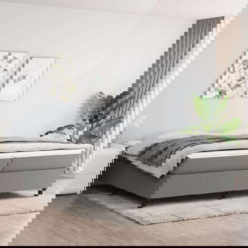  Box spring postelja z vzmetnico temno siva 200x200 cm blago, (20724534) Slike