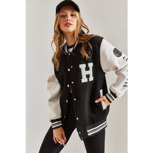Bianco Lucci i Women&amp;#039;s Three Thread College Jacket with Ribbed Sleeves Slike