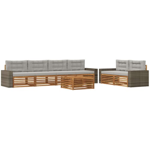  Set vanjskih sofa 7 kom. Prirodna i svjetlosiva Poliester Slike